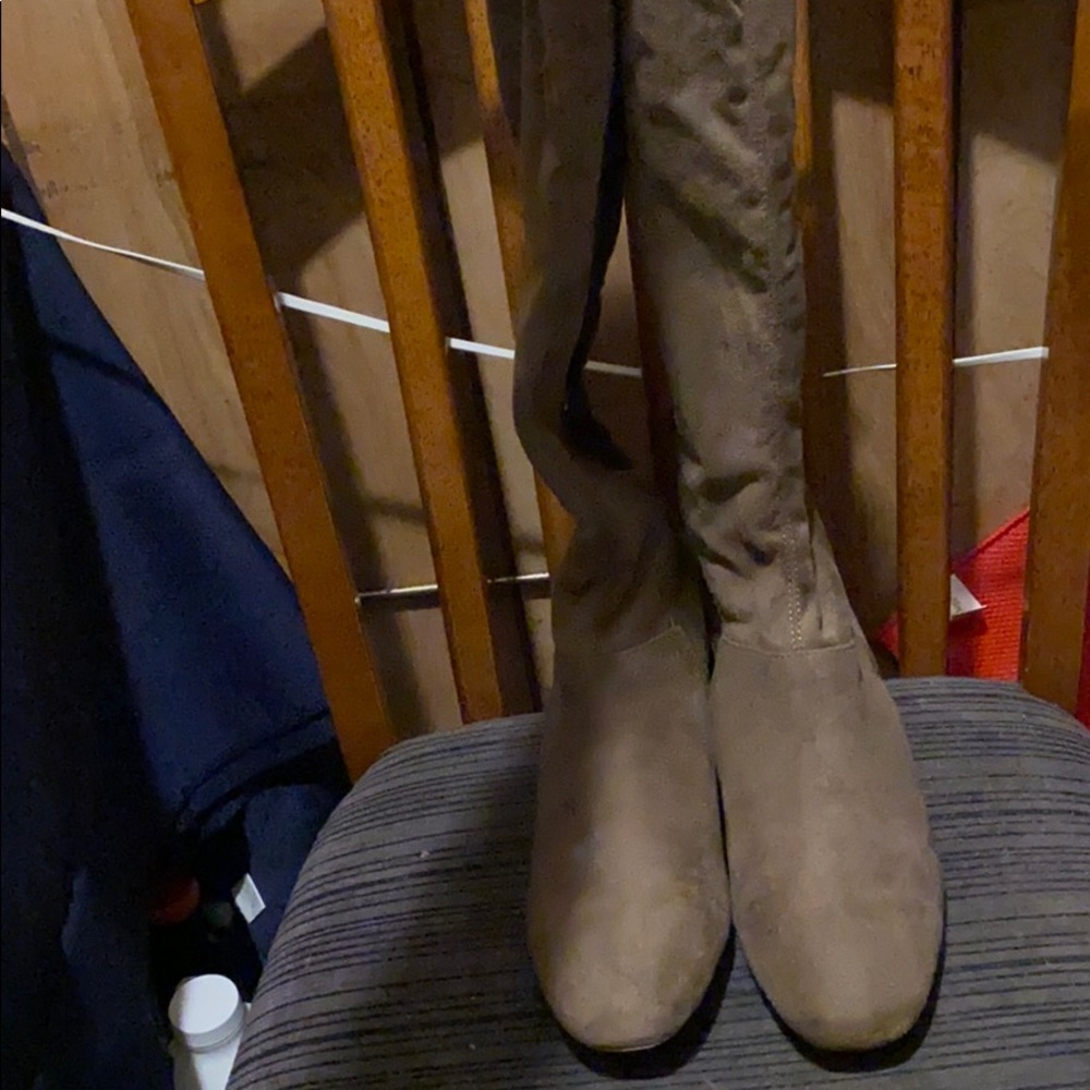 Taupe knee high boots